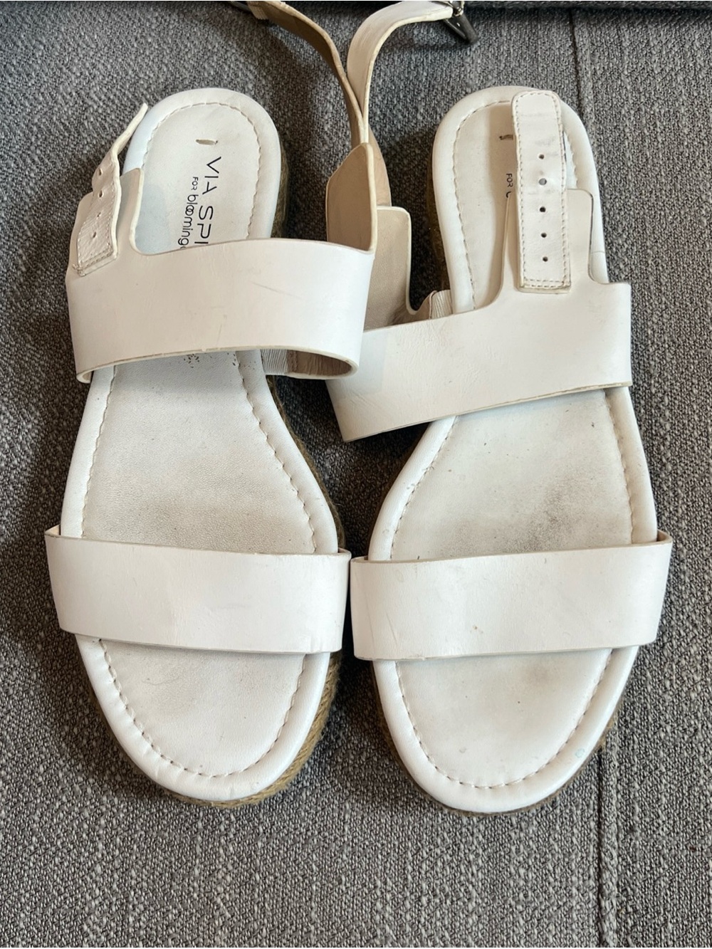 Via Spiga White Leather Double Band Ankle-Strap Sandals women’s 8.5